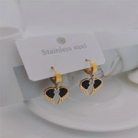 Fashion New Titanium Steel Plated 18k Gold Wings Heart-shaped Earrings main image 1