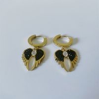 Fashion New Titanium Steel Plated 18k Gold Wings Heart-shaped Earrings main image 3