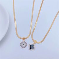 Fashion New Titanium Steel 18k Gold Plating Simple Clover Flower Pendant Necklace main image 4