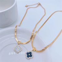 Fashion New Titanium Steel 18k Gold Plating Simple Clover Flower Pendant Necklace main image 1