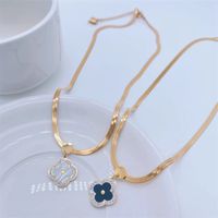 Fashion New Titanium Steel 18k Gold Plating Simple Clover Flower Pendant Necklace main image 6