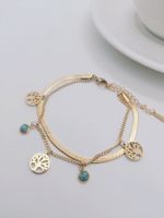 Fashion New Lucky Tree Pendant Titanium Steel Plated 18k Gold Women's Bracelet sku image 1