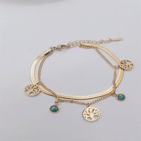 Fashion New Lucky Tree Pendant Titanium Steel Plated 18k Gold Women's Bracelet main image 6