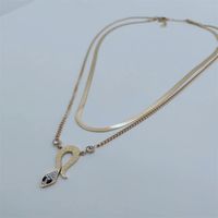 Fashion Inlay Diamond Snake Pendant Titanium Steel 18k Gold Plating Clavicle Chain main image 5