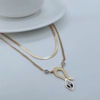 Fashion Inlay Diamond Snake Pendant Titanium Steel 18k Gold Plating Clavicle Chain main image 6