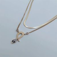 Fashion Inlay Diamond Snake Pendant Titanium Steel 18k Gold Plating Clavicle Chain main image 3