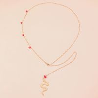 Fashion Sexy Metal Snake-shaped Red Natural Stone Waist Chain sku image 1