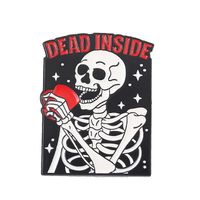 Fashion Creative Halloween Horror Hollow Rib Skull Red Heart Shaped Rose Oil Drip Brooch sku image 5