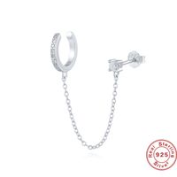 Femmes Simple Style Géométrique Argent Sterling Zircon Boucles D'oreilles Plaqué Or 925 Argent Boucles D'oreilles sku image 1