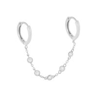 S925 Sterling Silver Single Double Circle Earrings Eardrop  Hot Selling Fashion Simple Micro Rhinestone Earrings Earrings sku image 1