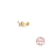 Women's Fashion Snake Sterling Silver Ear Studs Gold Plated Zircon 925 Silver Earrings sku image 3