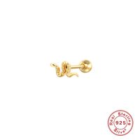Women's Fashion Snake Sterling Silver Ear Studs Gold Plated Zircon 925 Silver Earrings sku image 1