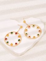 Fashion Copper Circle Earrings Daily Inlaid Zircon Copper Zircon Drop Earrings As Shown In The Picture main image 4