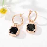 Fashion New Square Gem Retro Golden Inlay Crystal Alloy Earrings sku image 6