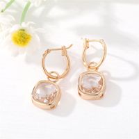 Fashion New Square Gem Retro Golden Inlay Crystal Alloy Earrings sku image 4