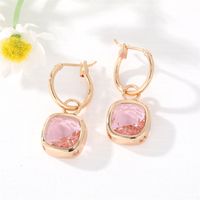 Fashion New Square Gem Retro Golden Inlay Crystal Alloy Earrings sku image 5