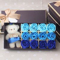 Christmas Gift 12 Rose Soap Flower Gift Box Plus Cotton Bear Festive Promotional Supplies Casual Gift Wholesale sku image 2