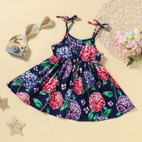 2022 New Fashion Cute Little Girl Colorful Hydrangea Printed Tank Top Dress main image 2