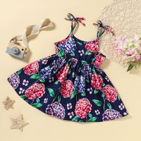 2022 New Fashion Cute Little Girl Colorful Hydrangea Printed Tank Top Dress sku image 1