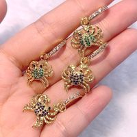 Fashion New Accessories Animal Crab Pendant Inlay Zircon Copper Earrings main image 4
