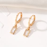 Fashion New Crystal Geometric Retro Golden Square Alloy Earrings sku image 2