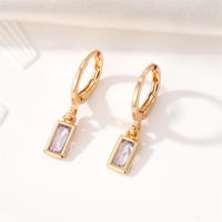 Fashion New Crystal Geometric Retro Golden Square Alloy Earrings sku image 3