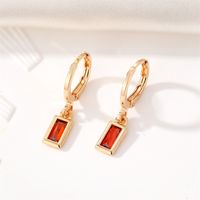 Fashion New Crystal Geometric Retro Golden Square Alloy Earrings sku image 4