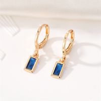 Fashion New Crystal Geometric Retro Golden Square Alloy Earrings sku image 5