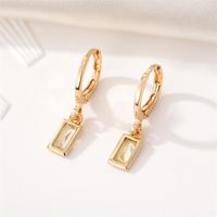 Fashion New Crystal Geometric Retro Golden Square Alloy Earrings sku image 6
