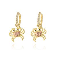 Fashion New Accessories Animal Crab Pendant Inlay Zircon Copper Earrings main image 2