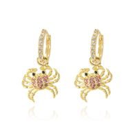 Mode Nouveaux Accessoires Animal Crabe Pendentif Inlay Zircon Boucles D'oreilles En Cuivre main image 2