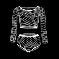 New Style Ripped Fishnet Clothes Shorts Solid Color Sexy Lingerie Suit sku image 1