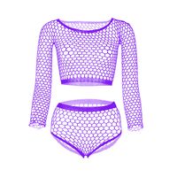 New Style Ripped Fishnet Clothes Shorts Solid Color Sexy Lingerie Suit sku image 3