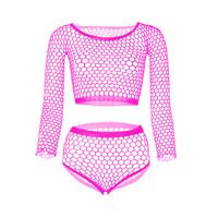 New Style Ripped Fishnet Clothes Shorts Solid Color Sexy Lingerie Suit sku image 6