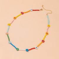 Fresh Pastoral Style Color Contrast Patchwork Bead Little Daisy Clavicle Necklace main image 5