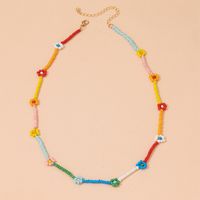 Fresh Pastoral Style Color Contrast Patchwork Bead Little Daisy Clavicle Necklace sku image 1