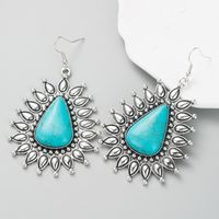 Retro Ethnic Alloy Silver Blue Turquoise Geometric Earrings main image 3