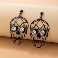 Novelty Design Alloy Skull Grimace Earrings Carnival Festival Artificial Rhinestone Drop Earrings main image 7