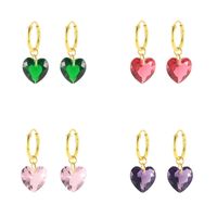 S925 Sterling Silver Fashion Creative Colorful Heart-shaped Crystal Eardrops Earrings main image 2