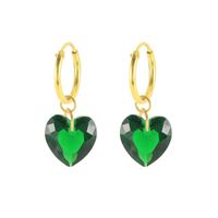 S925 Sterling Silver Fashion Creative Colorful Heart-shaped Crystal Eardrops Earrings sku image 1