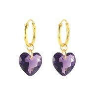 S925 Sterling Silver Fashion Creative Colorful Heart-shaped Crystal Eardrops Earrings sku image 2