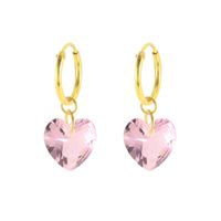 S925 Sterling Silver Fashion Creative Colorful Heart-shaped Crystal Eardrops Earrings sku image 3