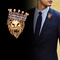 Business Retro British Style Lion Rhinestone Zinc Diamond Men'S Brooches main image 1