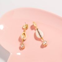 New Fashion Creative Shell Ear Hook Round Pearl Alloy Earrings main image 4