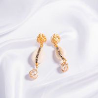 New Fashion Creative Shell Ear Hook Round Pearl Alloy Earrings main image 6