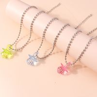 Fashion Transparent Candy Color Bead Big Baby Pop Pendant Necklace sku image 1