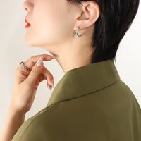 Fashion C Shape Plating Titanium Steel Zircon Earrings sku image 1