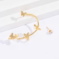 Frau Mode Süss Einfacher Stil Schmetterling Kupfer Vergoldet Ohrringe Überzug Zirkon Ohrringe main image 4