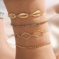 Vacation Shell Alloy Plating Rhinestone Anklet main image 6