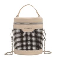 Women's Pu Leather Geometric Vintage Style Fashion Chain Bucket Zipper Crossbody Bag Bucket Bag sku image 2